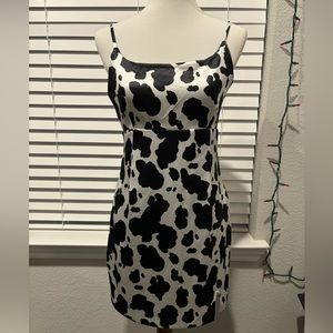 Wild Fable Black and White Cow Print Satin Mini Dress Size M
